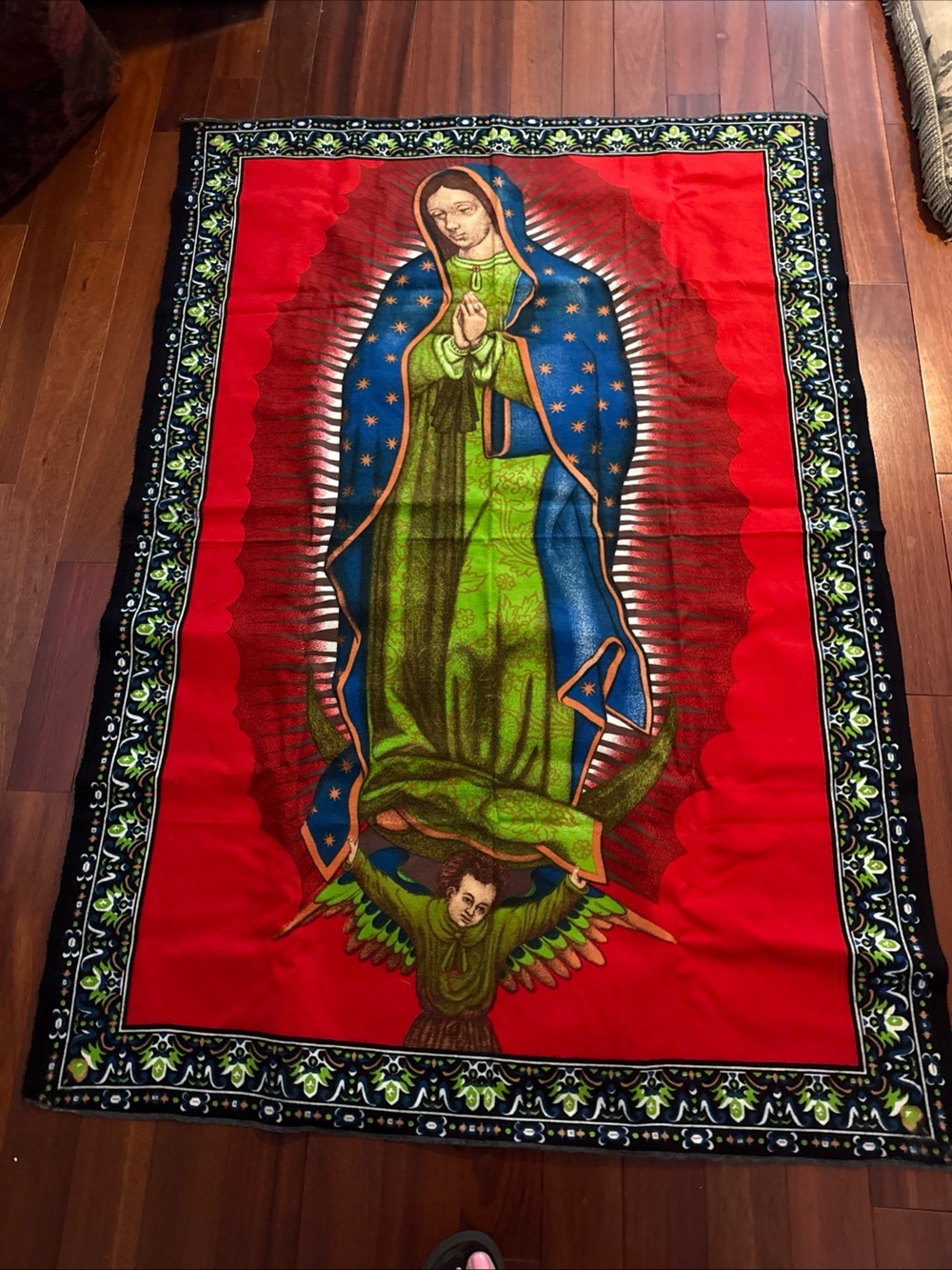 Our Lady of Guadalupe Traditional Fabric Imagery Wall Hanging Religious Decor
